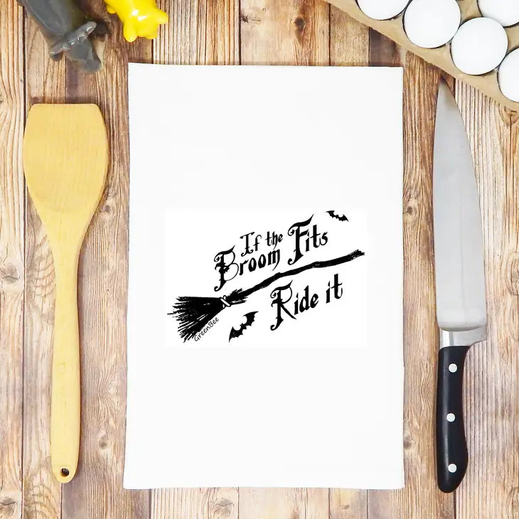 If the Broom Fits Halloween Witch Tea Towel