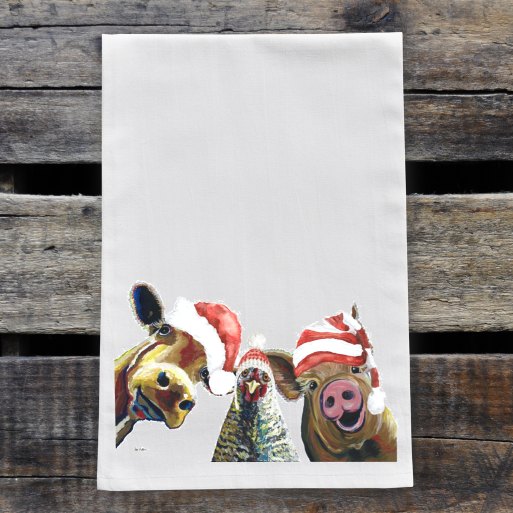 Christmas Trio Tea Towel, Farmhouse Christmas Trio Towel - NashvilleSpiceCompany