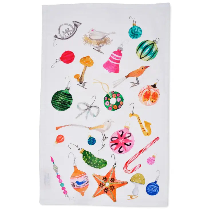 Vintage Ornaments Tea Towel (15” x 24”)