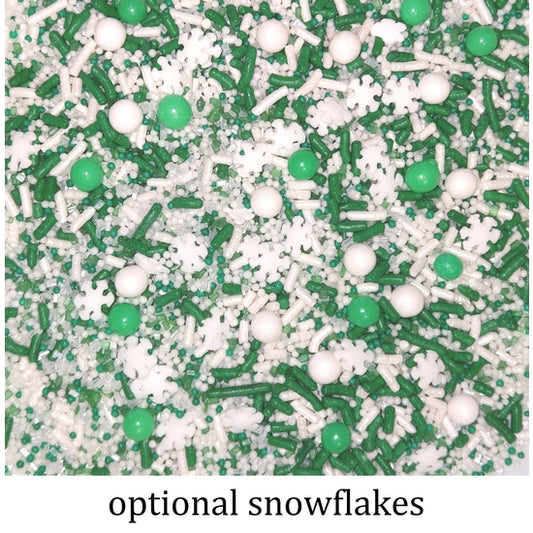 Green & White Sprinkle Mix with Winter Snowflakes)