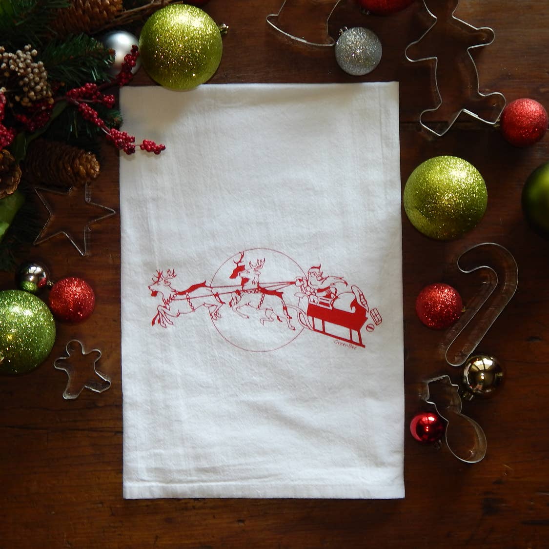 Santa's Sleigh Flour Sack Tea Towel - NashvilleSpiceCompany